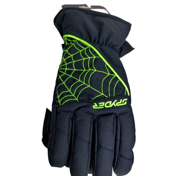 Spyder Kyd's Performance Ski Glove Black Bryte Green Size XL New - Picture 1 of 7
